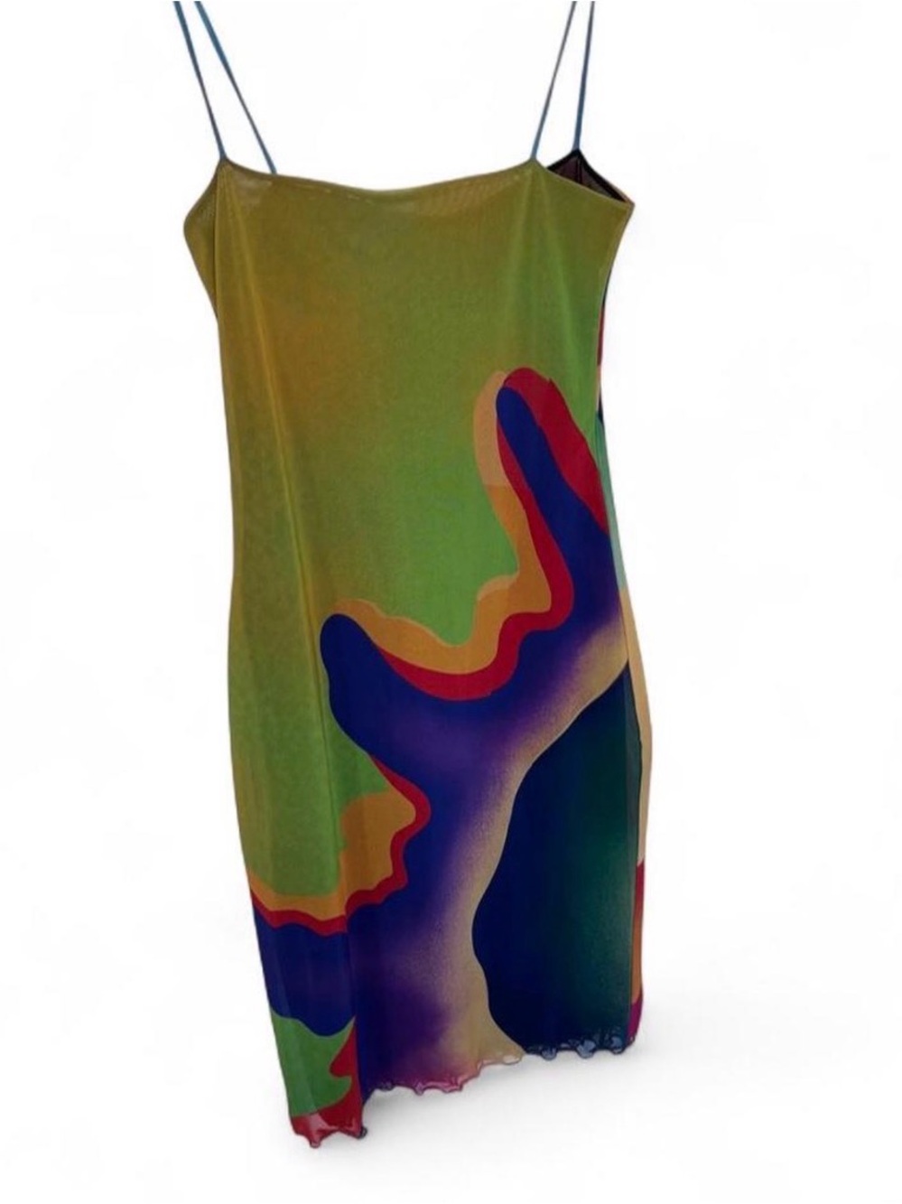 Desigual Yellow Green Multicolor Bodycon Slip Dress - Picture 2 of 3